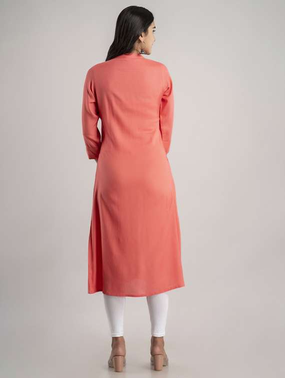 women three quarter sleeve a-line kurta - 22281187 -  Standard Image - 3