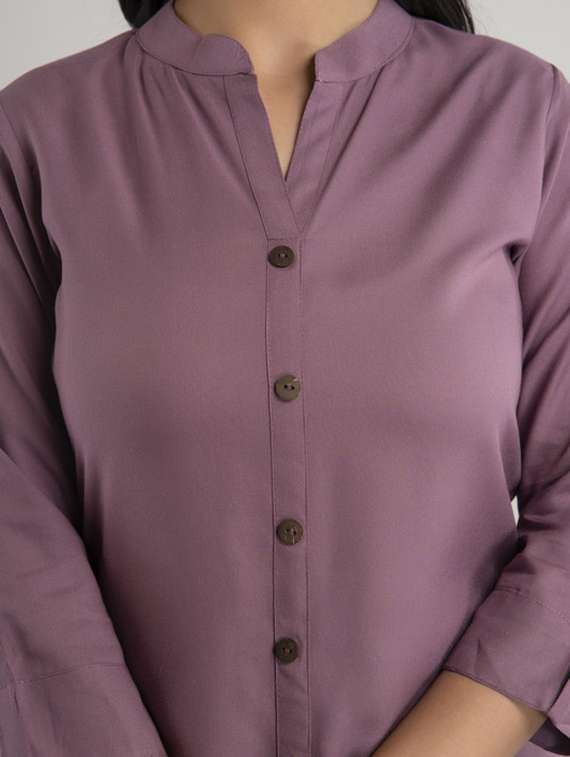 women solid three quarter sleeve a-line kurta - 22281188 -  Standard Image - 5