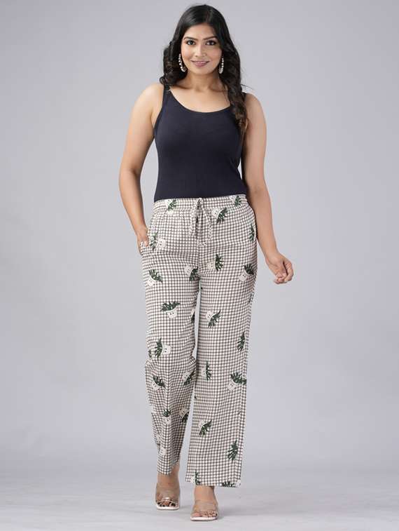 women printed mid rise straight palazzo - 22281194 -  Standard Image - 3