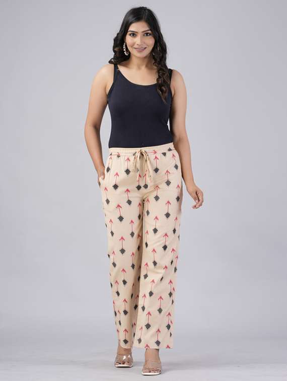 women printed mid rise straight palazzo - 22281196 -  Standard Image - 3