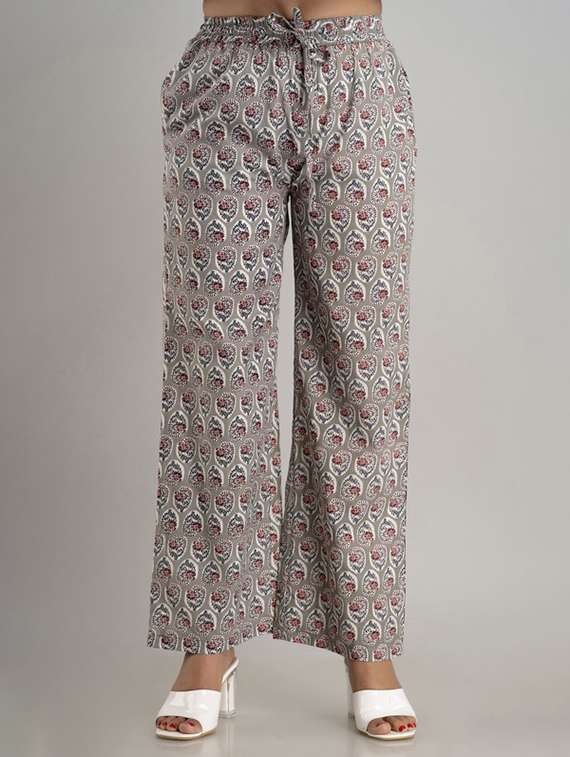 women printed mid rise straight palazzo