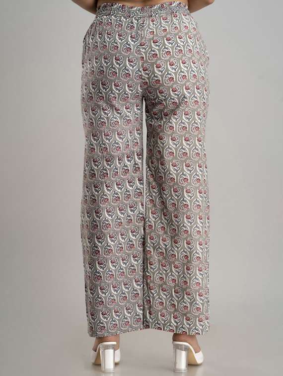 women printed mid rise straight palazzo - 22281197 -  Standard Image - 3