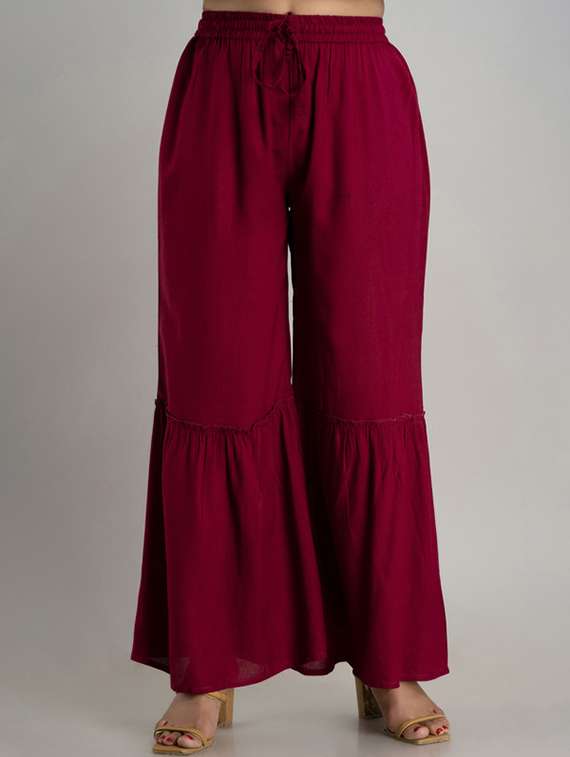 women solid mid rise sharara