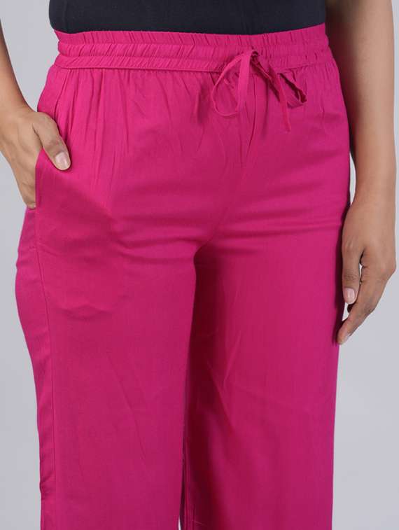 women solid mid rise straight palazzo - 22281203 -  Standard Image - 5