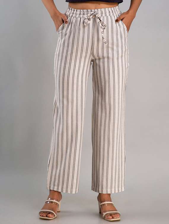 women striped mid rise straight palazzo