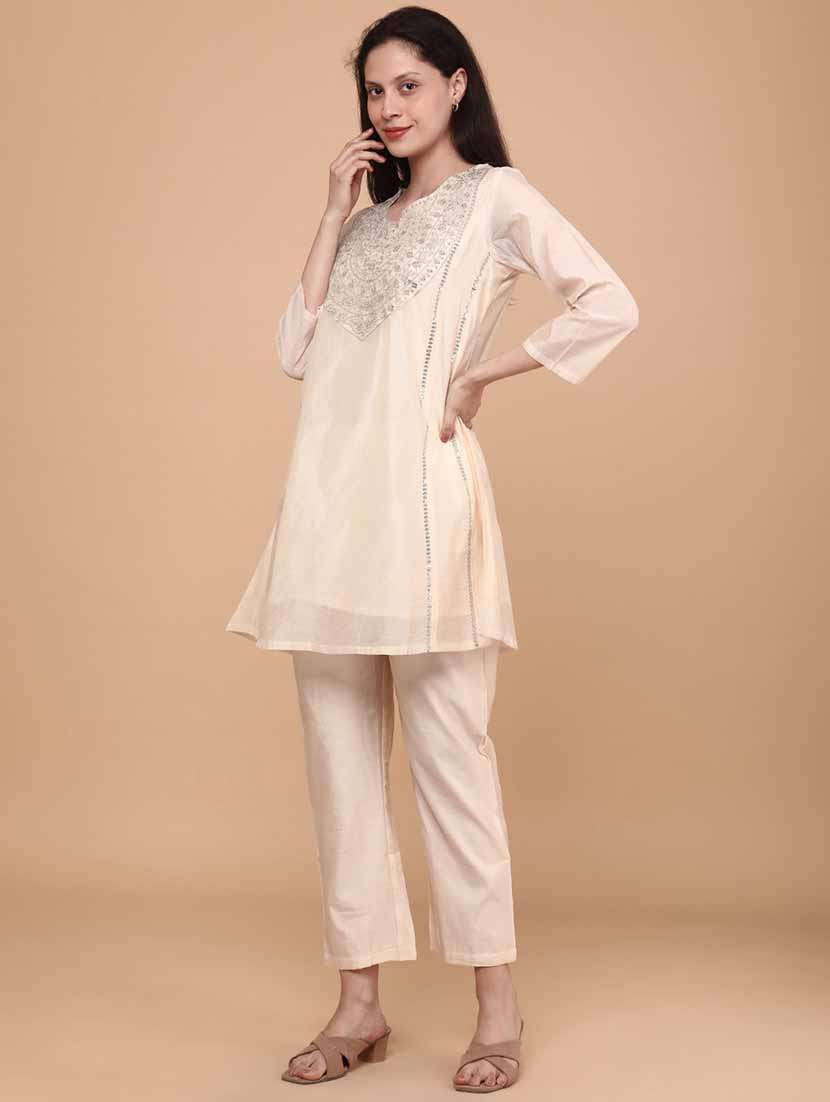 women beige kurta pant set - 22281281 -  Standard Image - 3