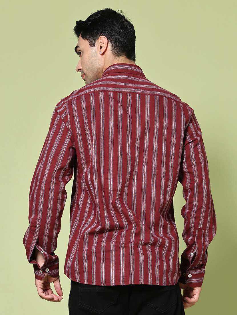 men striped long sleeve regular fit casual shirt - 22281602 -  Standard Image - 3