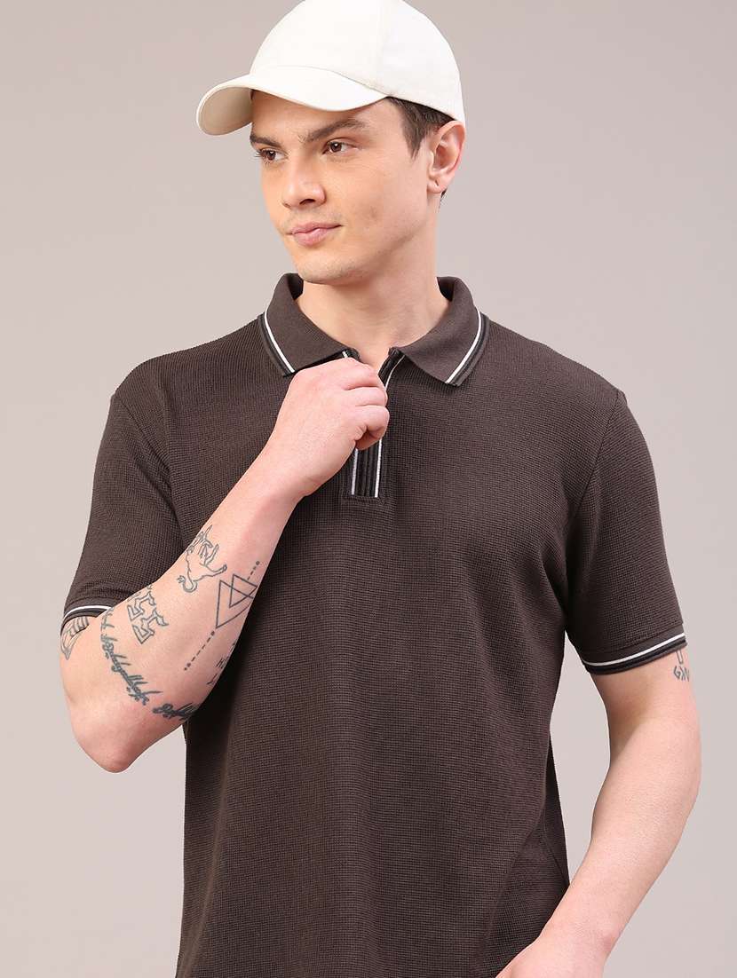 men self design short sleeve regular fit polo t-shirt
