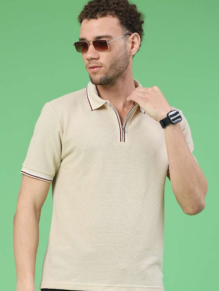 men self design short sleeve regular fit polo t-shirt