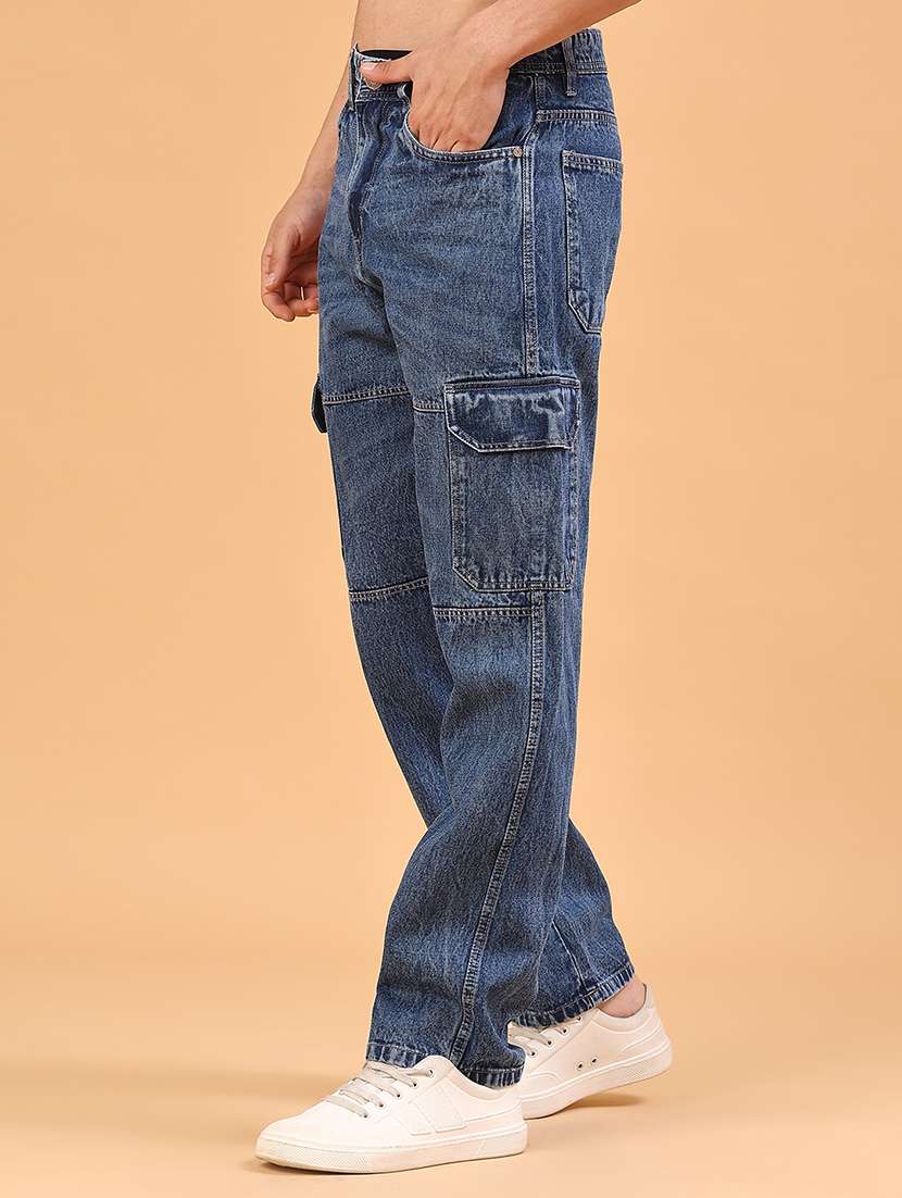 men solid mid rise regular fit cargo  - 22281670 -  Standard Image - 3