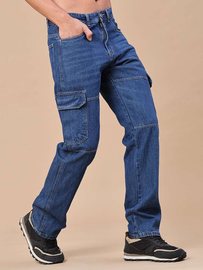 men washed mid rise cargo jeans - 22281671 -  Standard Image - 3