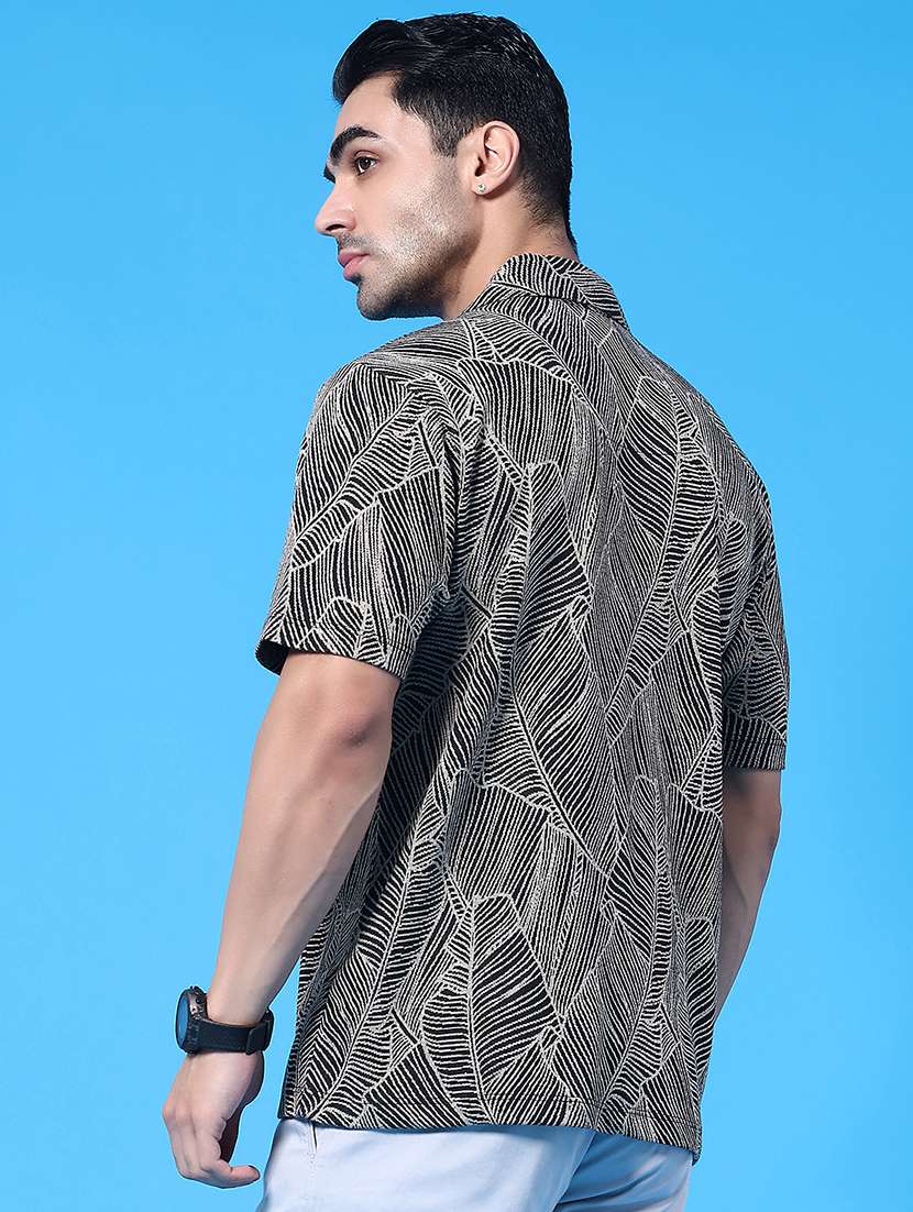 men self design short sleeve regular fit casual shirt - 22281675 -  Standard Image - 3