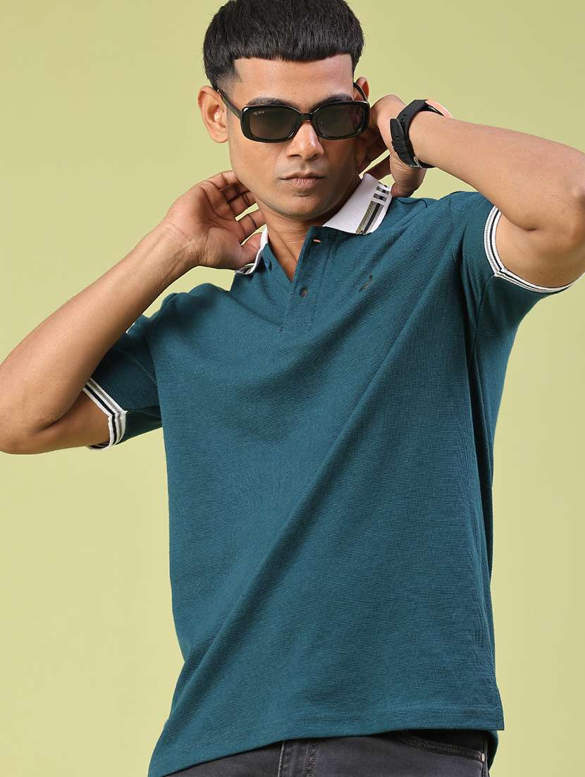 men self design short sleeve regular fit polo t-shirt