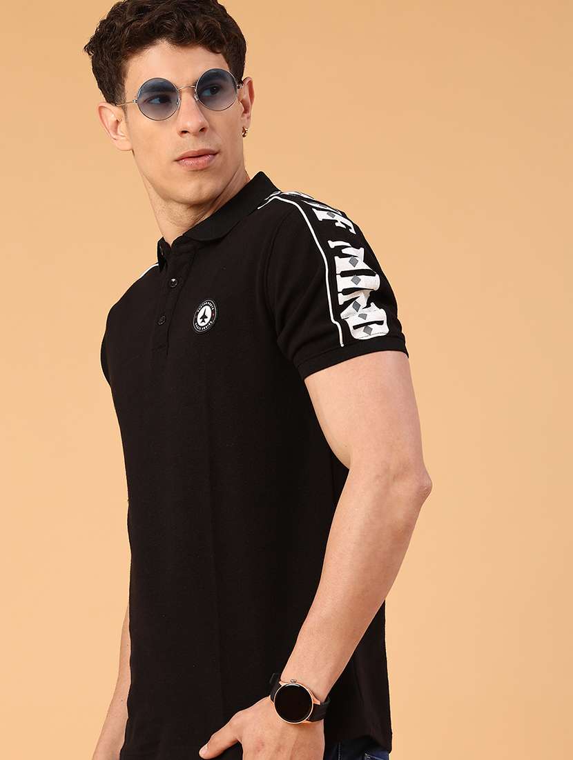 mens black cotton blend plain t-shirt