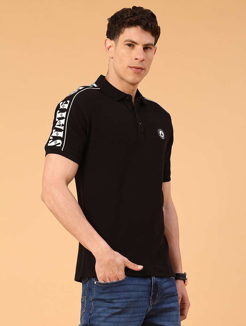 mens black cotton blend plain t-shirt - 22281683 -  Standard Image - 3