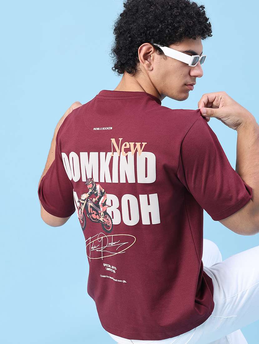 men printed round neck oversized t-shirt