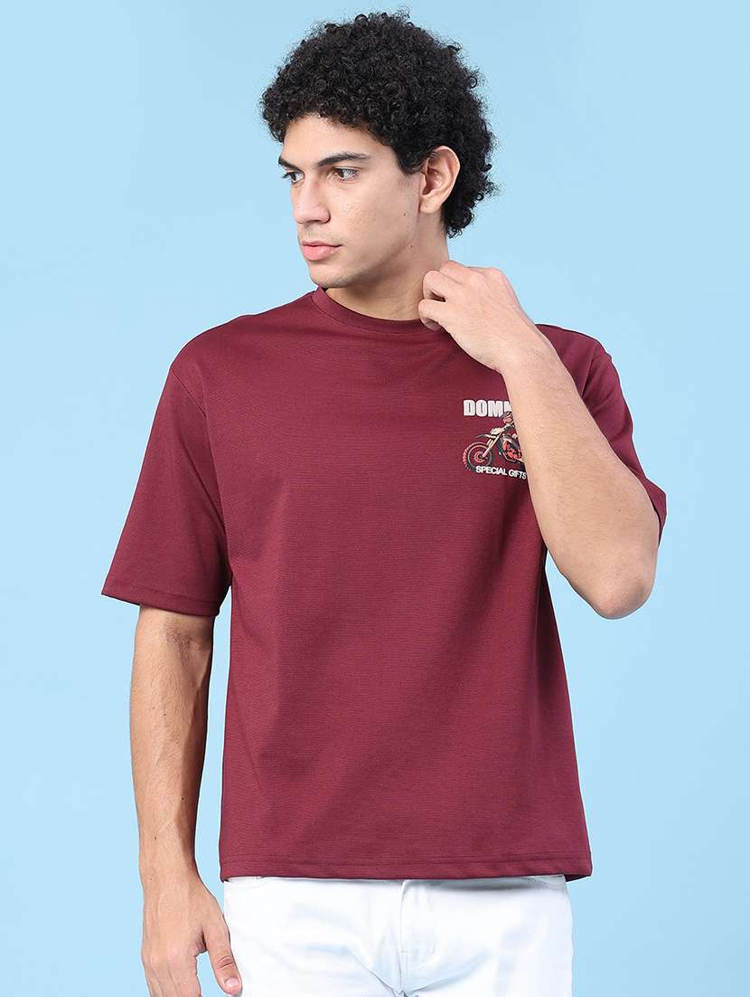Men Printed Round Neck Oversized T-shirt - 22281754 -  Standard Image - 3