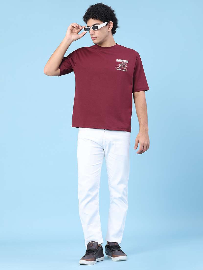 Men Printed Round Neck Oversized T-shirt - 22281754 -  Standard Image - 5