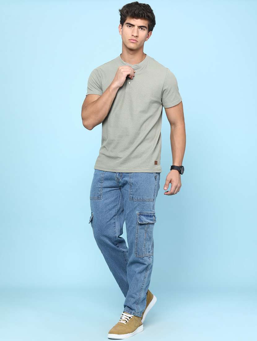 men textured short sleeves regular fit t-shirt - 22281755 -  Standard Image - 5
