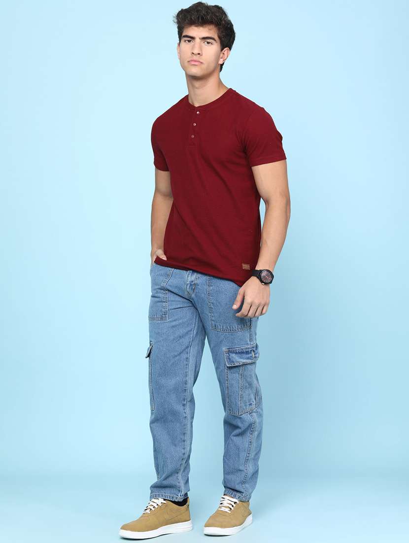 men textured short sleeves regular fit t-shirt - 22281757 -  Standard Image - 5