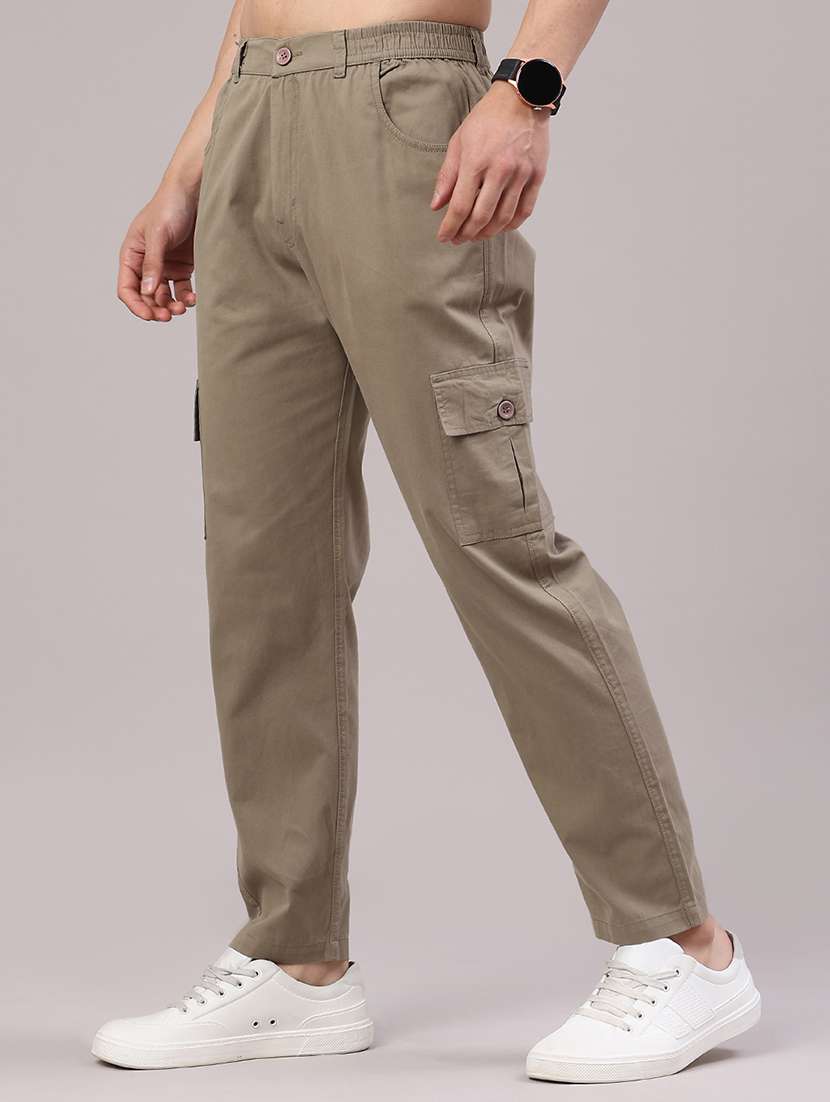 men solid mid rise regular fit cargo  - 22281816 -  Standard Image - 3