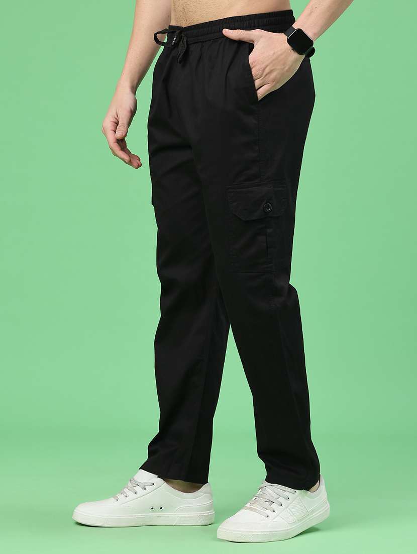 men solid mid rise regular fit cargo  - 22281820 -  Standard Image - 3
