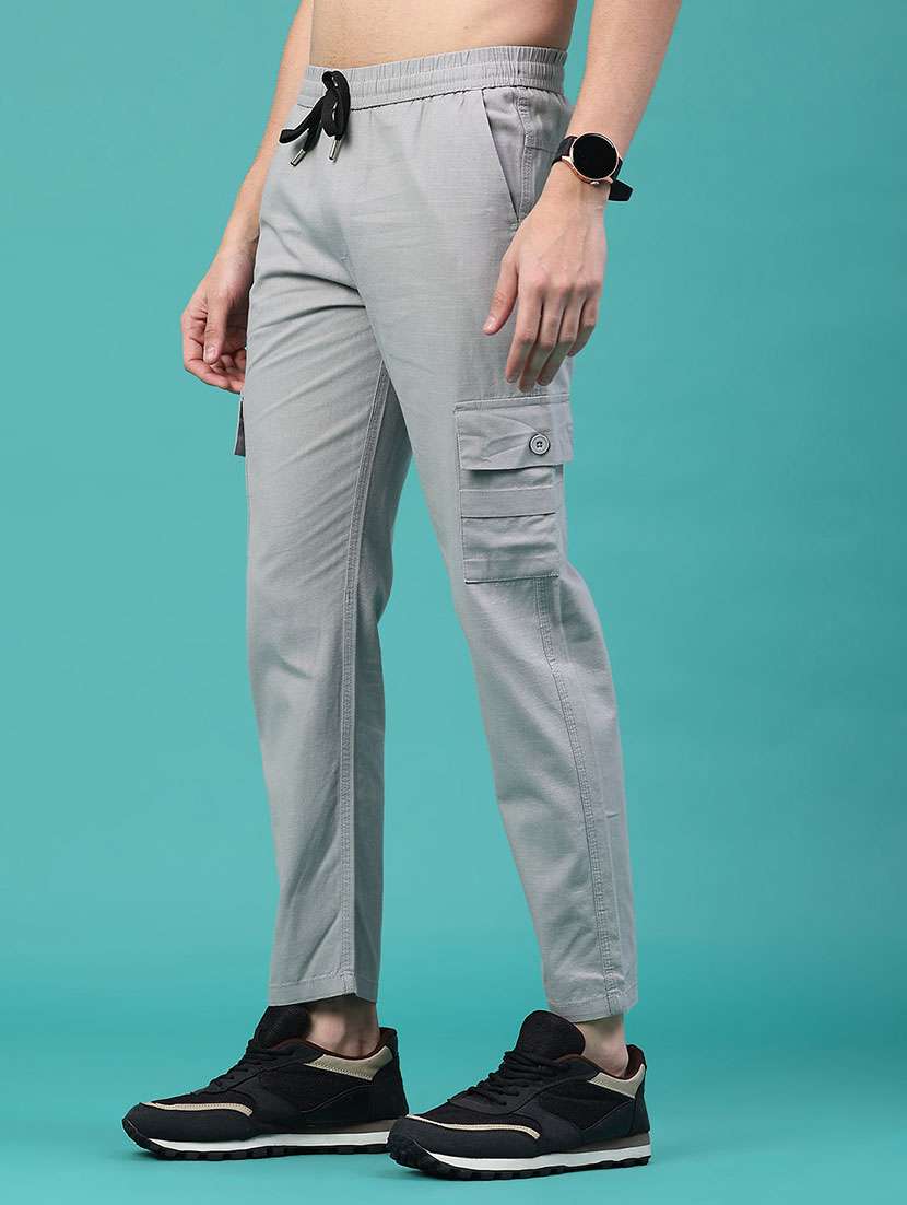 men solid mid rise regular fit cargo  - 22281836 -  Standard Image - 3