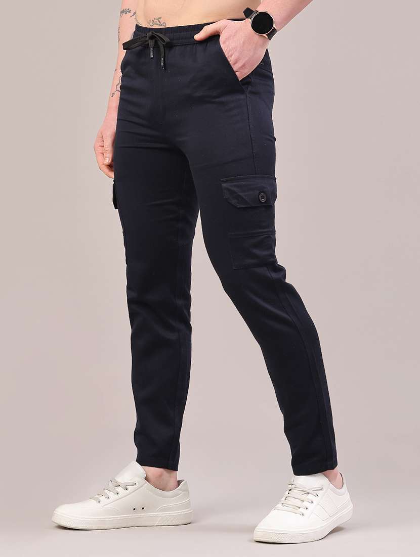 men solid mid rise regular fit cargo  - 22281850 -  Standard Image - 3