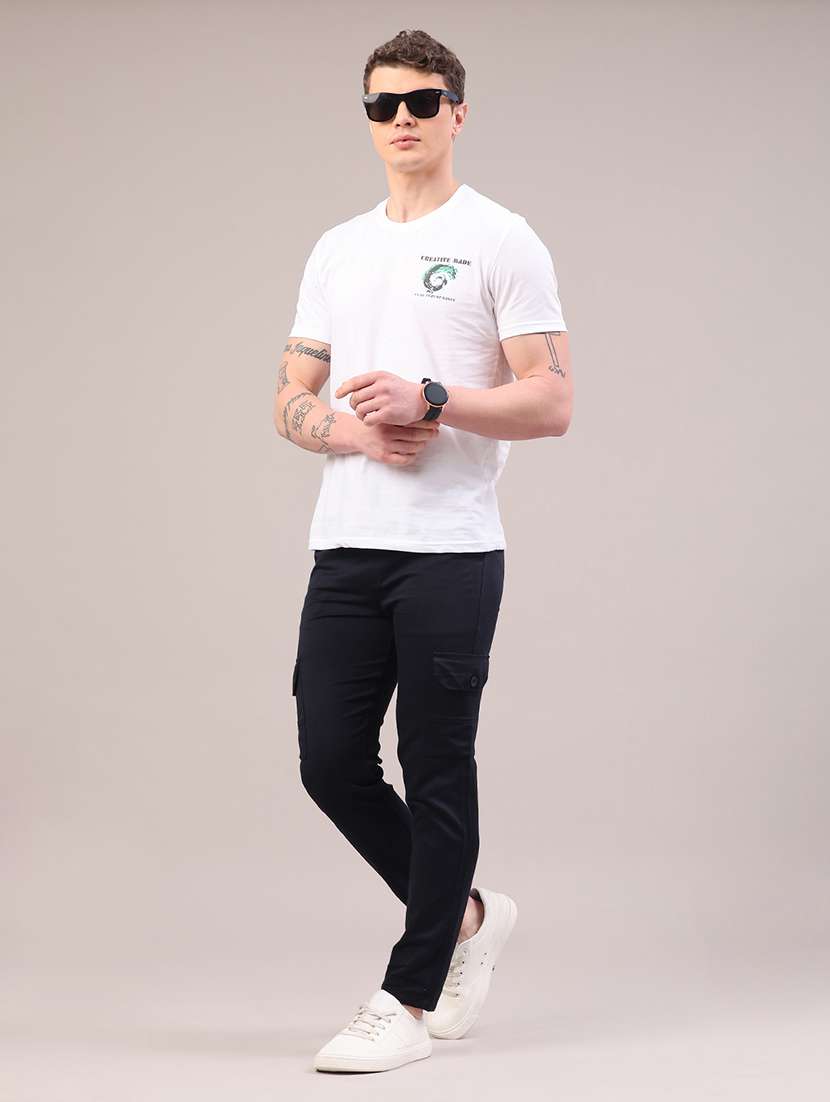 men solid mid rise regular fit cargo  - 22281850 -  Standard Image - 5