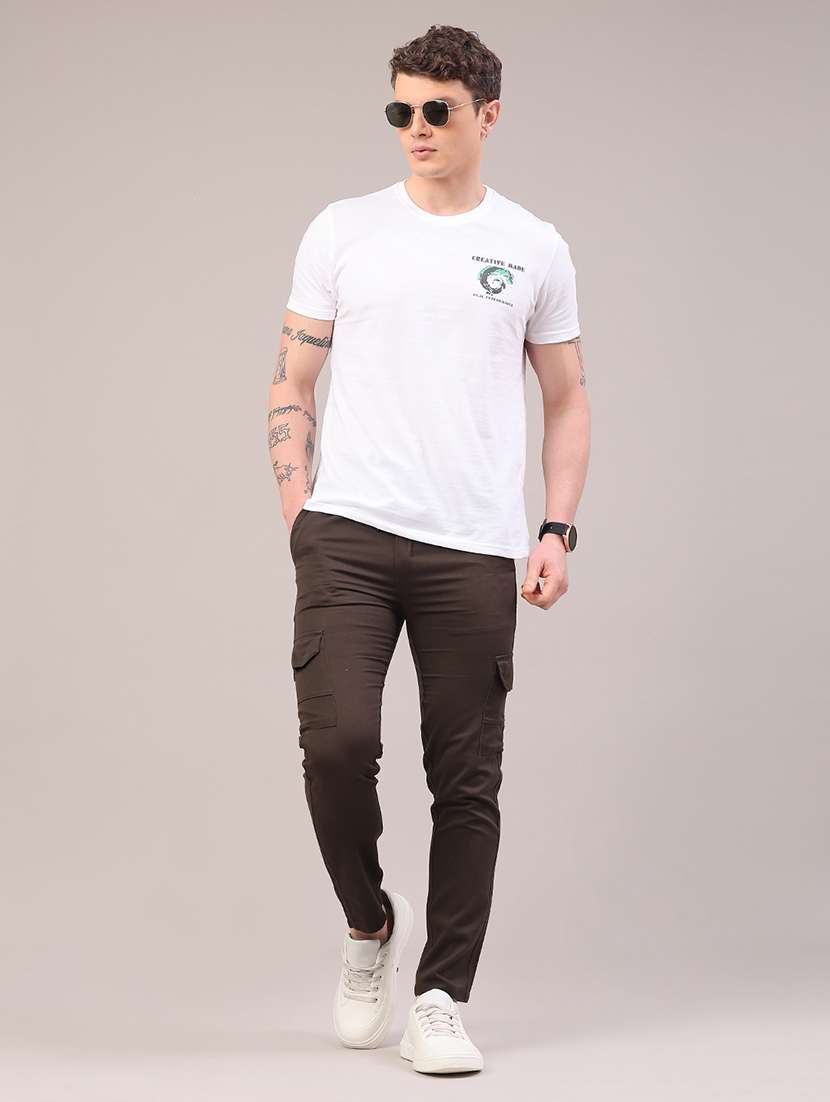 men solid mid rise regular fit cargo  - 22281853 -  Standard Image - 5