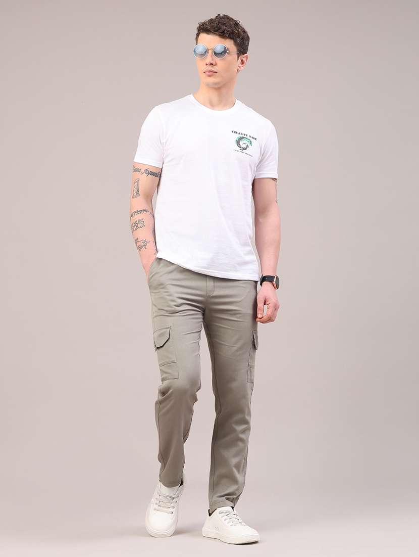 men solid mid rise regular fit cargo  - 22281854 -  Standard Image - 5
