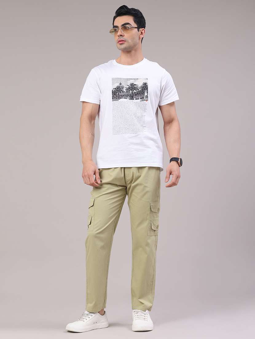 men solid mid rise regular fit cargo  - 22281860 -  Standard Image - 5
