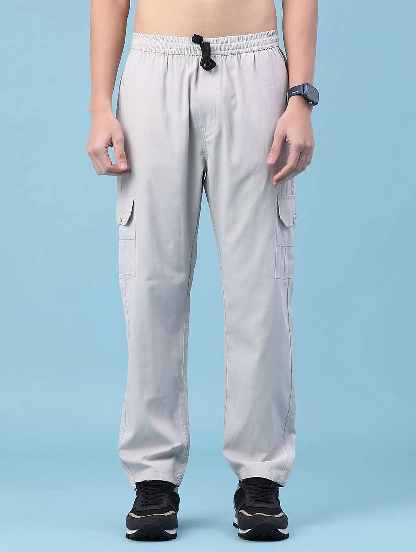 men solid mid rise cargo