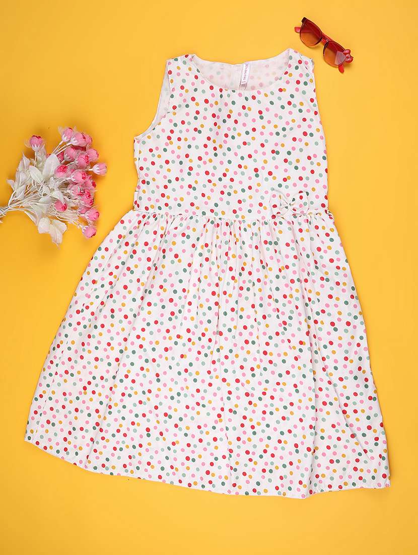 off white cotton fit & flare dress