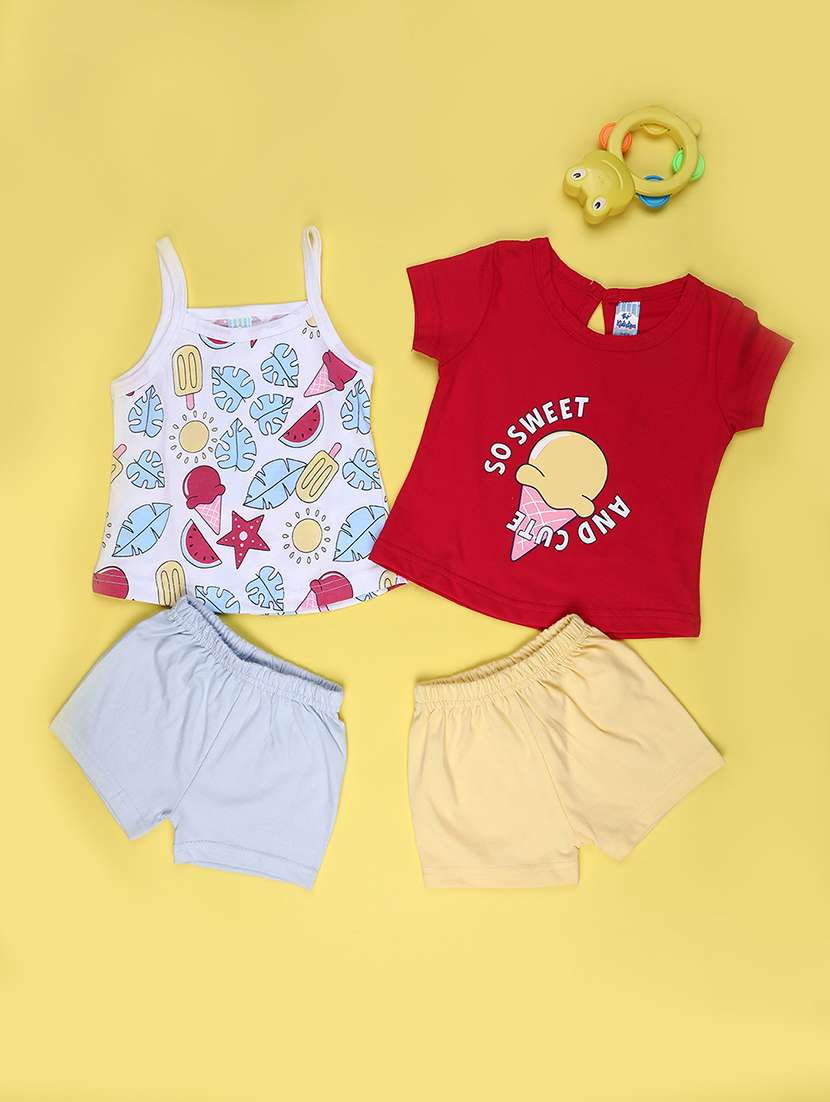 girls pack of 2 printed co-ord set