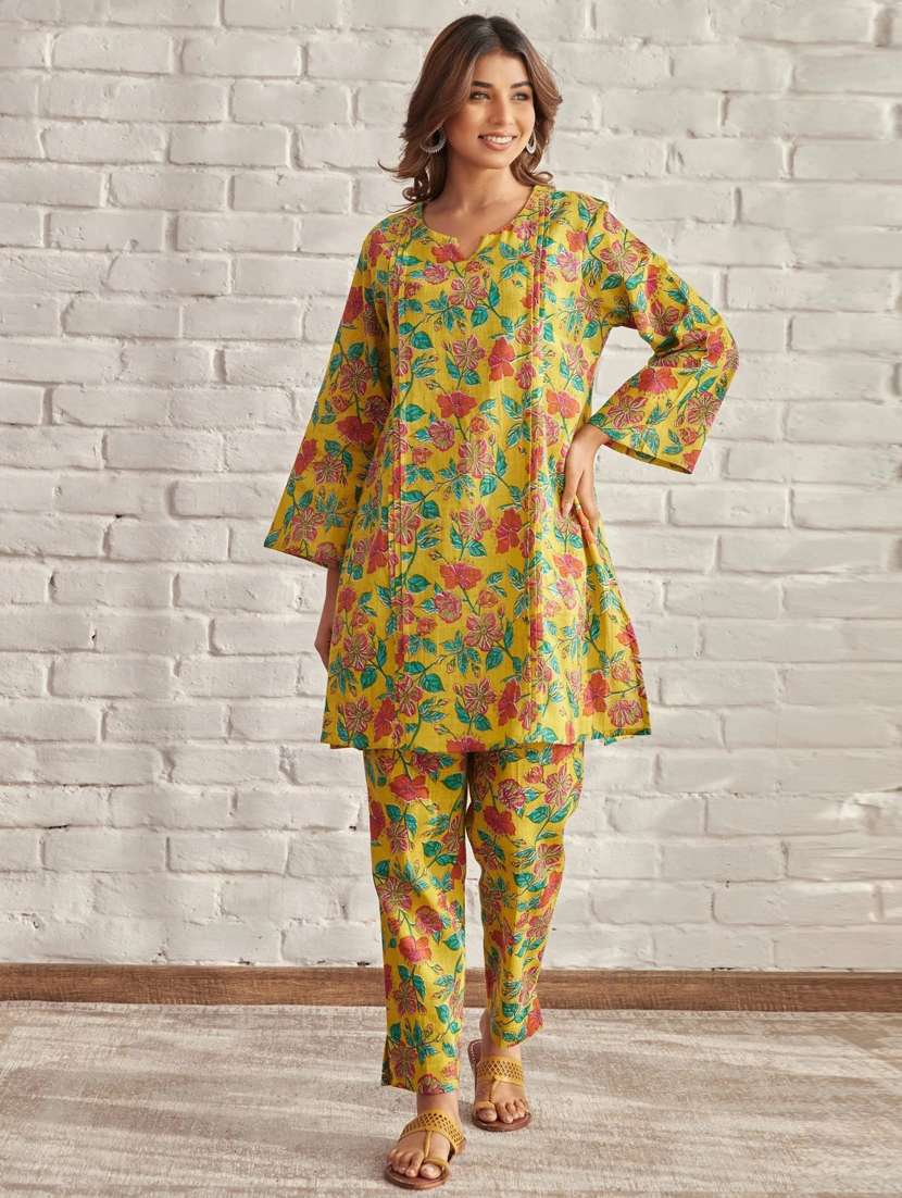 women printed long sleeve ethnic co-ord set