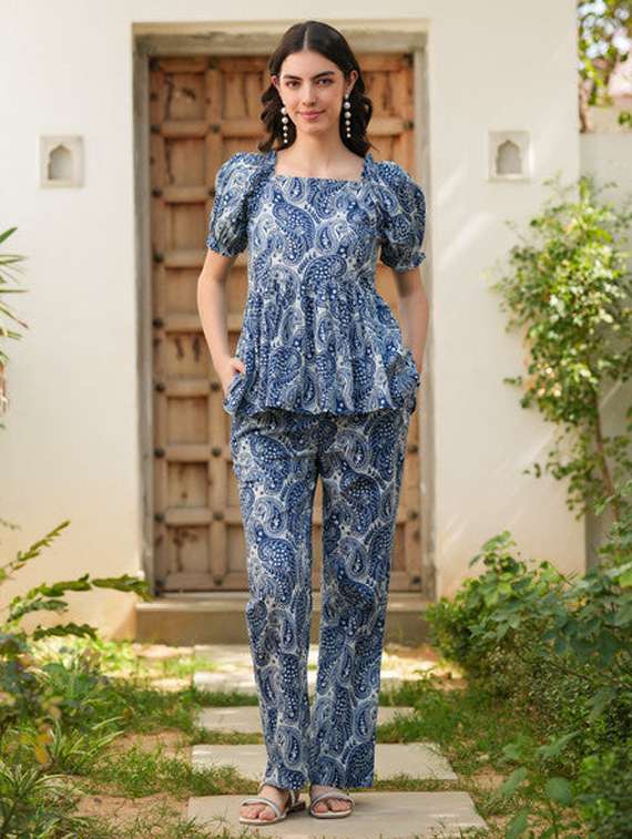 women printed top and trouser co-ord set