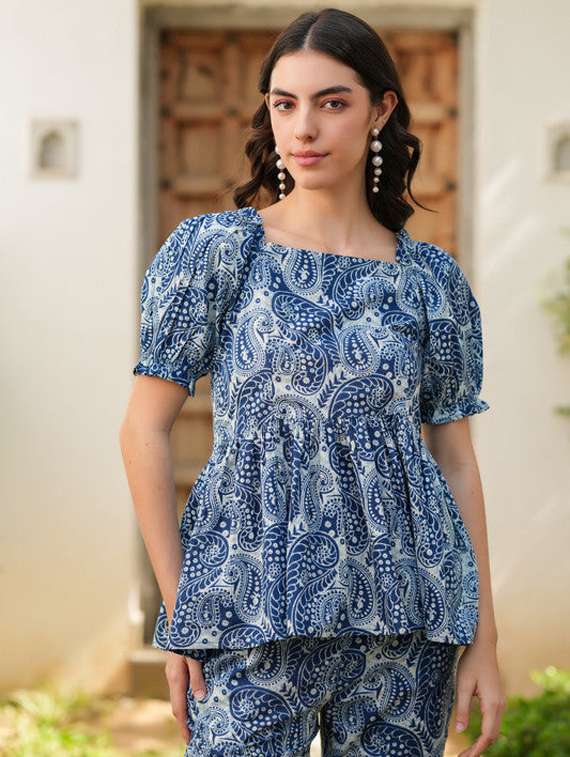 women printed top and trouser co-ord set - 22281992 -  Standard Image - 3