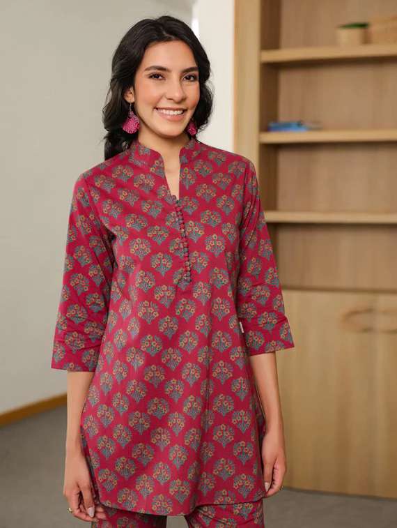 women three quarter sleeve ethnic co-ord set - 22281998 -  Standard Image - 3