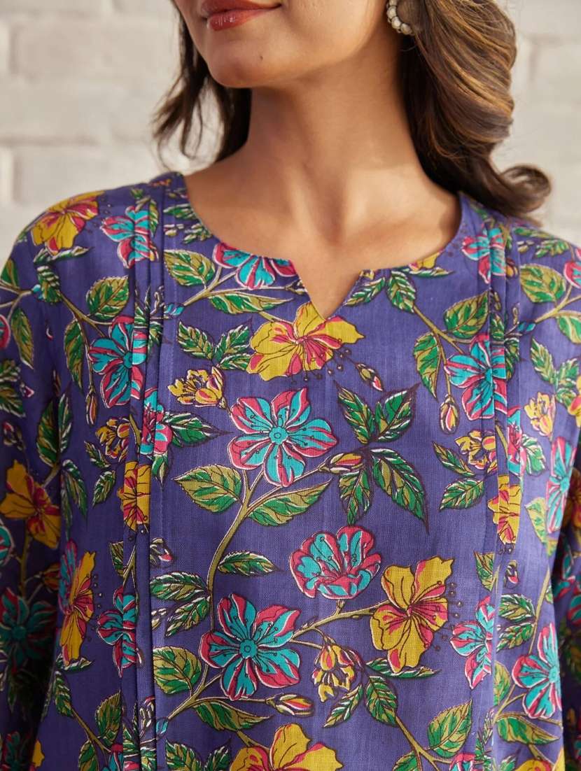 women printed bell sleeve ethnic co-ord set - 22282005 -  Standard Image - 3