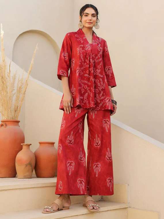 women printed top and trouser co-ord set