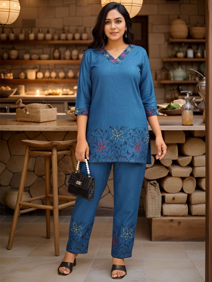 women embroidered top and trouser co-ord set