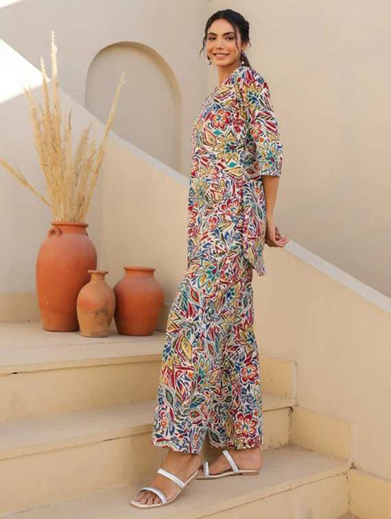 women printed top and trouser co-ord set - 22282042 -  Standard Image - 3