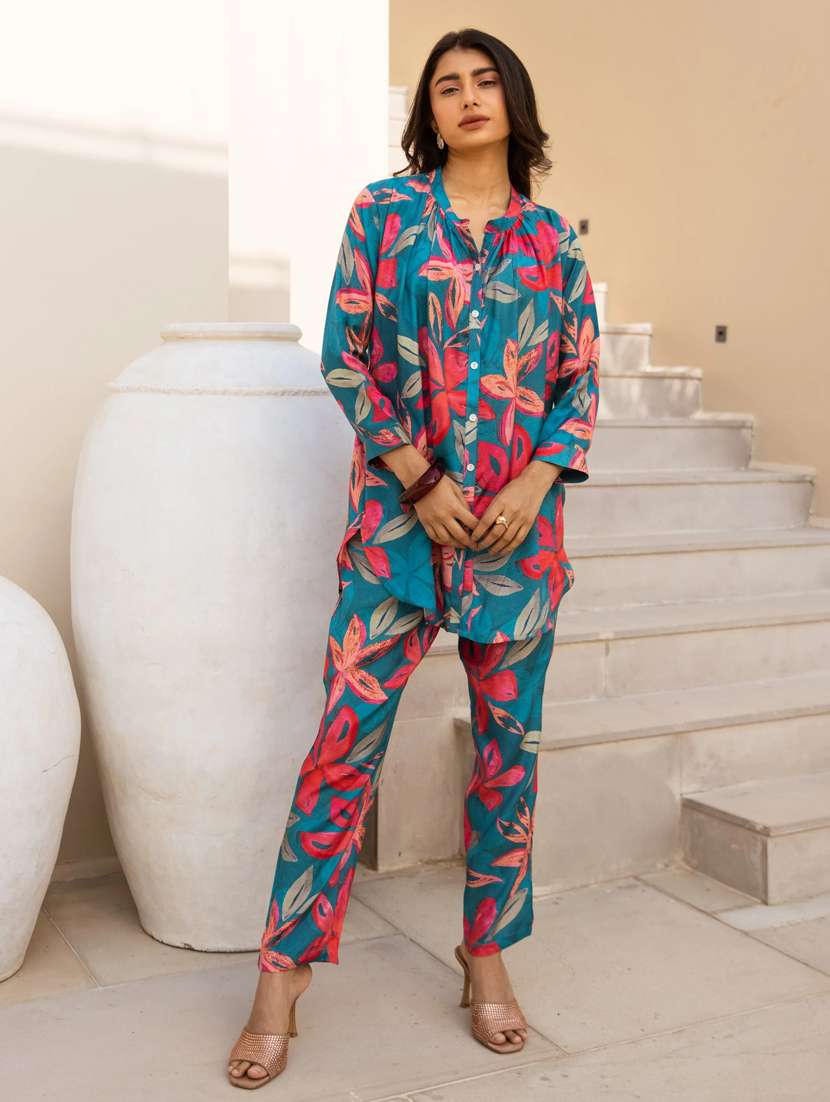 women printed shirt and trouser co-ord set