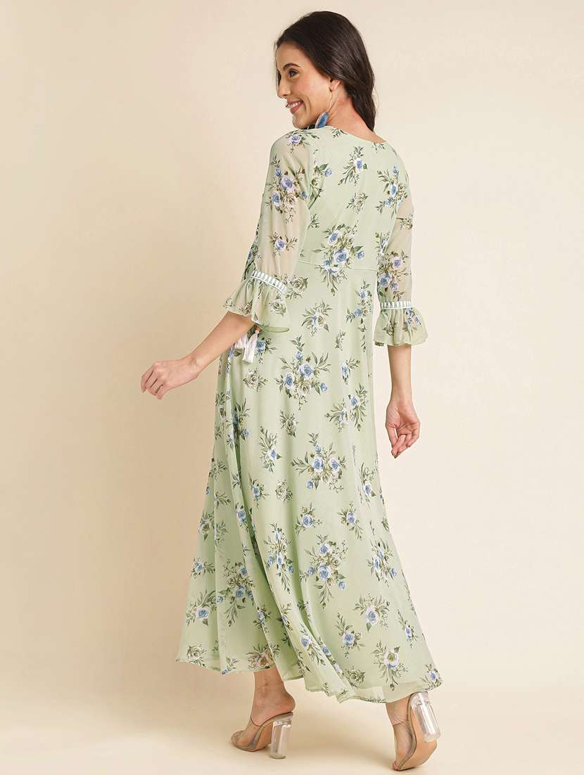 women floral print bell sleeve fit & flare dress - 22282073 -  Standard Image - 3