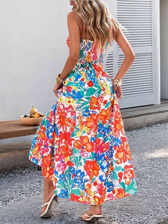 women floral print shoulder strap fit & flare dress - 22282079 -  Standard Image - 3