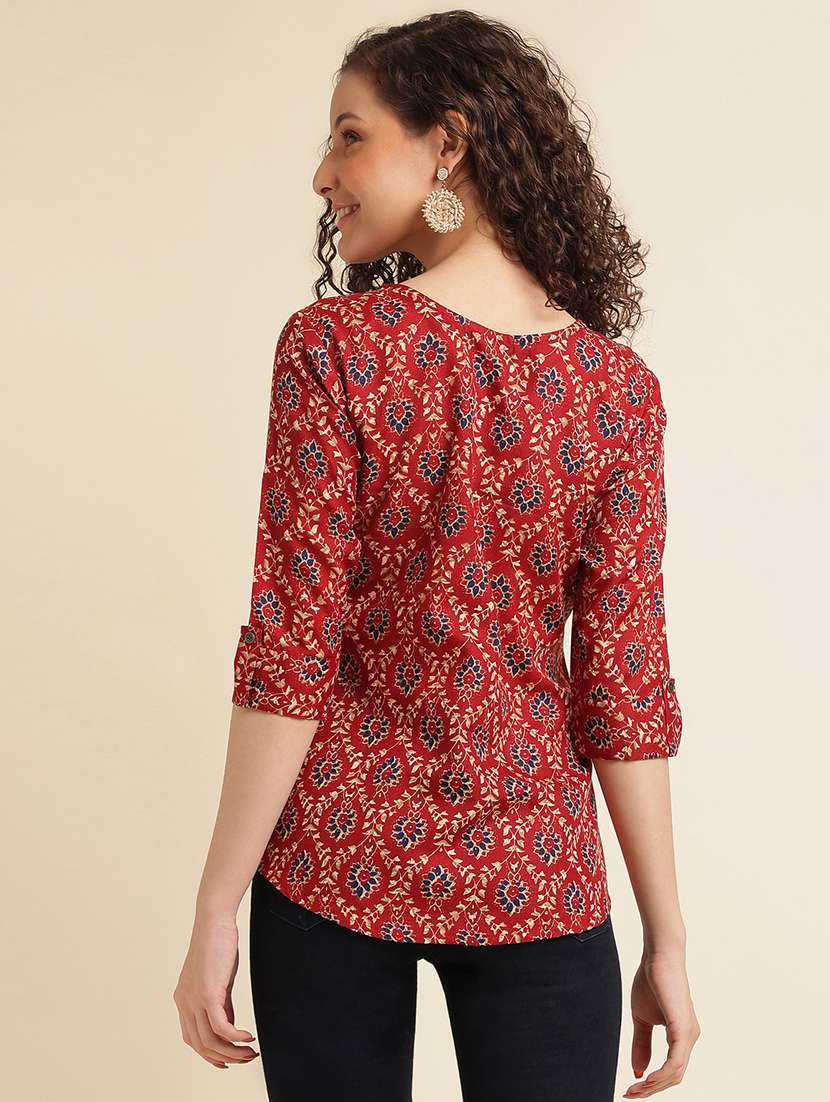 women printed three quartre sleeve kurti - 22282097 -  Standard Image - 3
