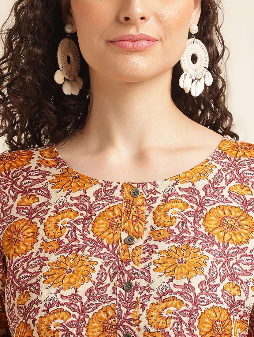 women printed three quartre sleeve kurti - 22282101 -  Standard Image - 3