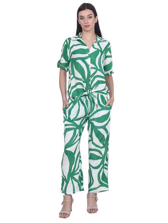 women printed short sleeve ethnic co-ord set