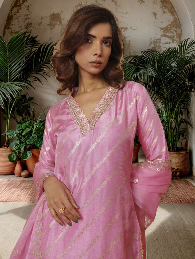 women self design three quarter sleeve kurta pant with dupatta set - 22282147 -  Standard Image - 5